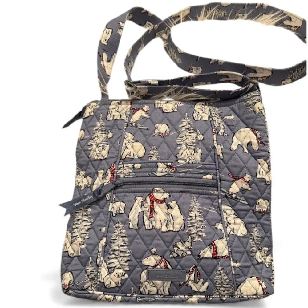 Vera Bradley Iconic Triple Zip Hipster Crossbody Purse – Beary Merry – NWOT - Picture 1 of 8